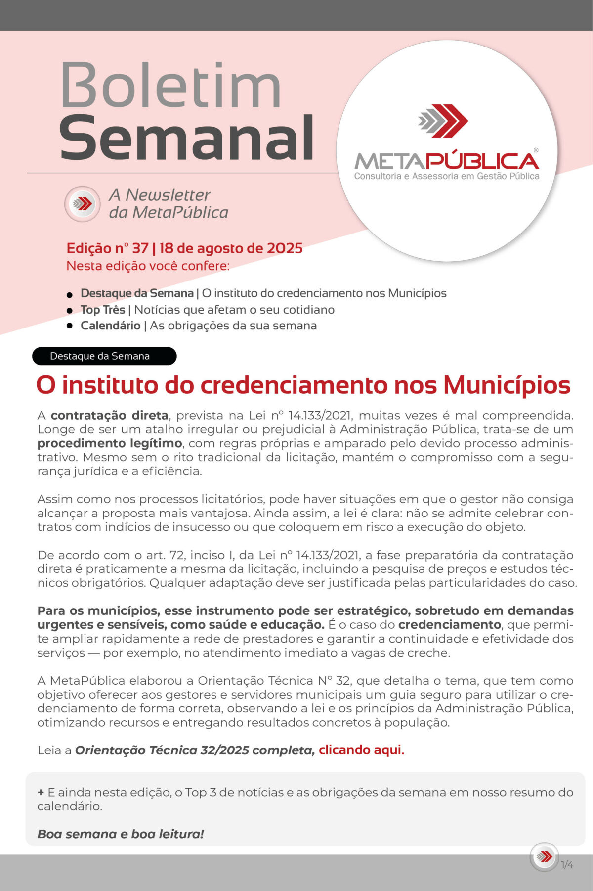 Imagem principal de BOLETIM SEMANAL Nº 37 - 18 DE AGOSTO DE 2025